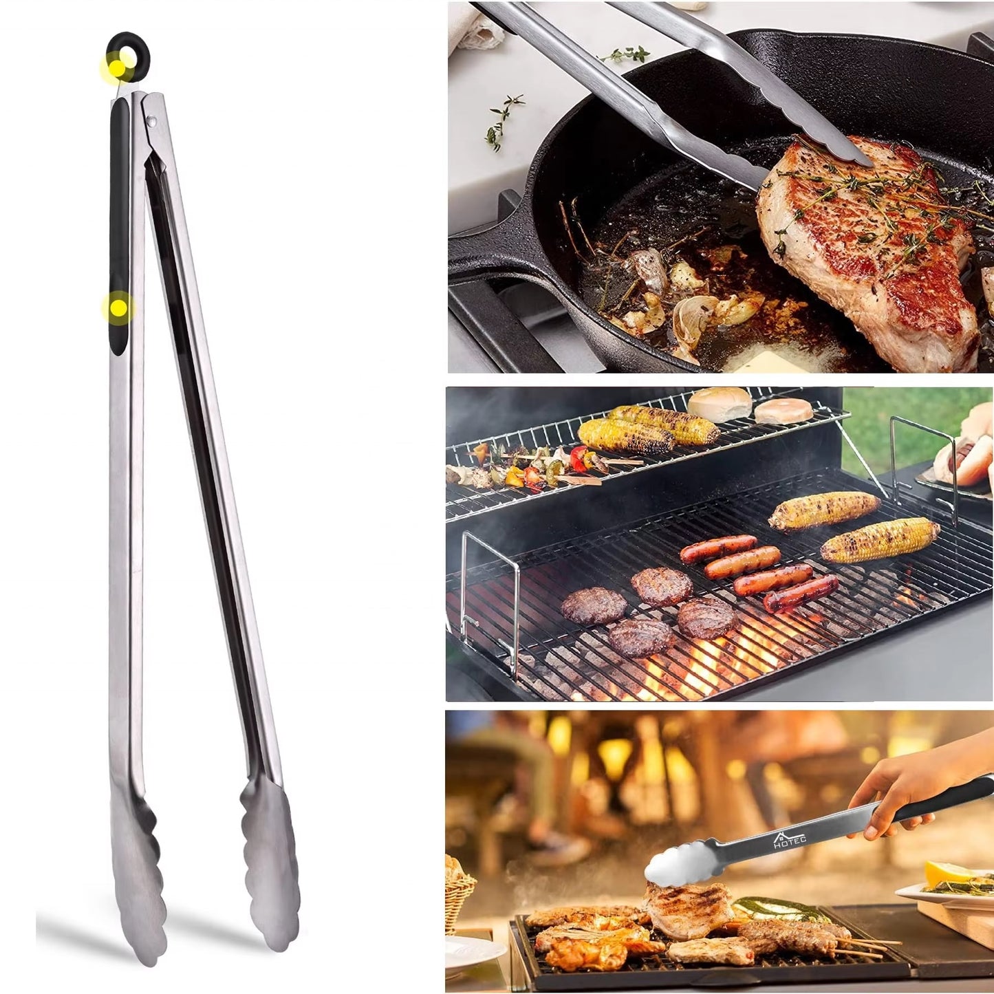 Personalisierte Grillzange aus Edelstahl & Silikon – extra lang, mit individueller Gravur