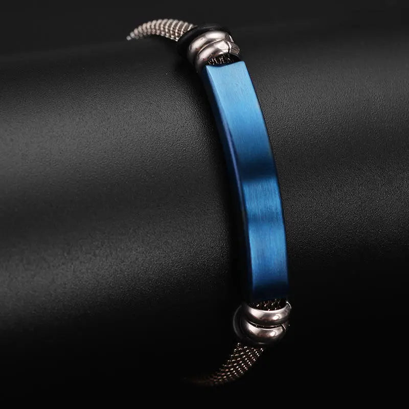 Armband mit Gravur aus Edelstahl blau