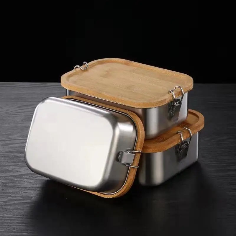 Brotdose personalisiert / Lunchbox graviert aus Edelstahl mit Bambus Deckel und Gravur