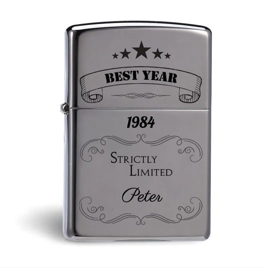 Sturmfeuerzeug Gravur personalisiert. Name und Spruch, persönlicher Gravur