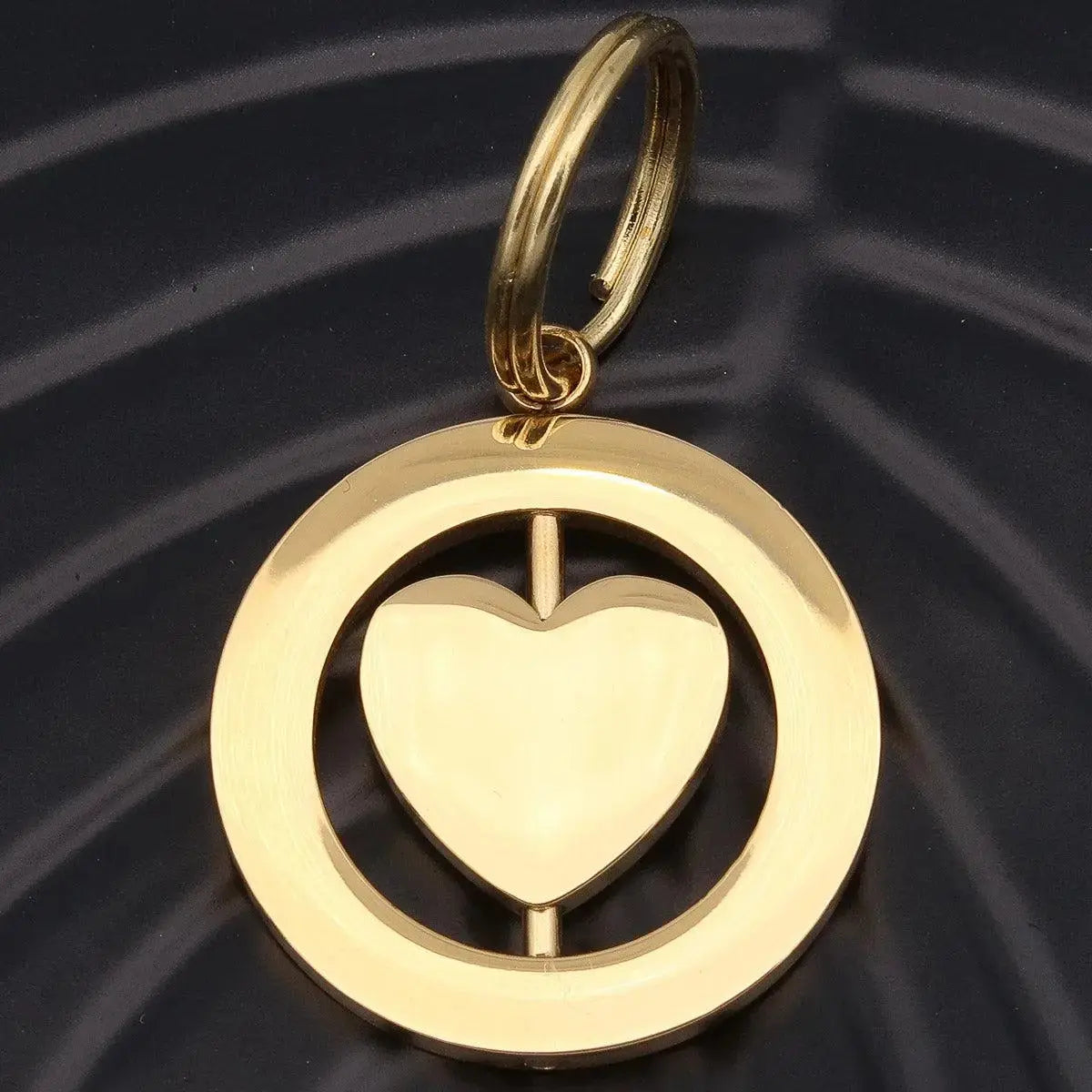 Schlüsselanhänger personalisierte Gravur "Spinning heart" mit Gravur auf beiden Seiten von Initialen für Paare