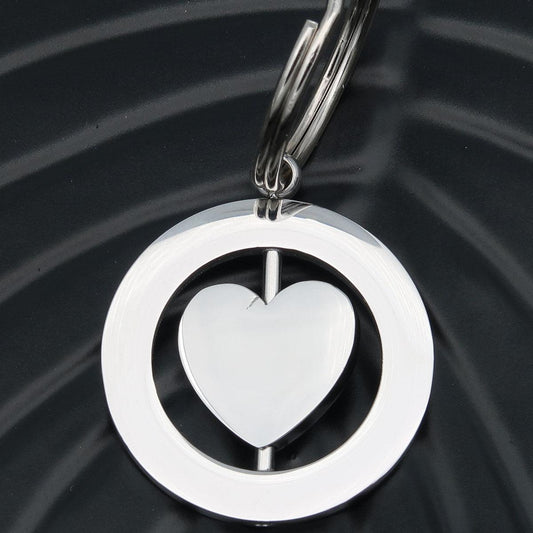 Schlüsselanhänger personalisierte Gravur "Spinning heart" mit Gravur auf beiden Seiten von Initialen für Paare