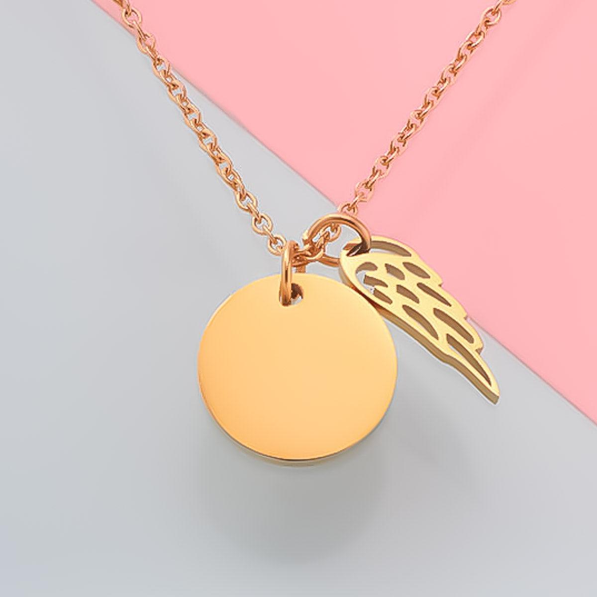 Halskette "Feather" mit graviertem Charm für Initialen