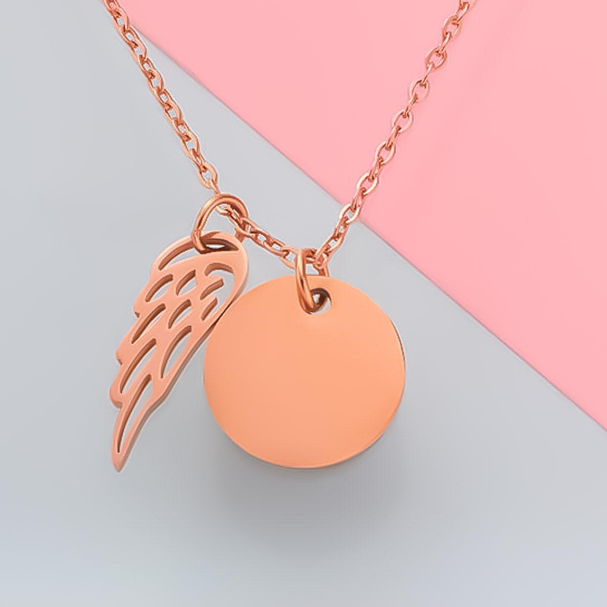 Halskette "Feather" mit graviertem Charm für Initialen