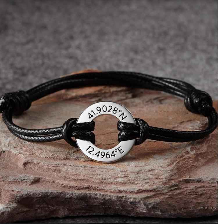 Armband personalisiert aus Edelstahl "The Ring" mit kostenloser Gravur von Name oder Koordinaten