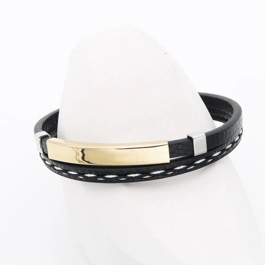 Leder Herrenarmband "Duo" in drei Farben mit kostenloser Gravur