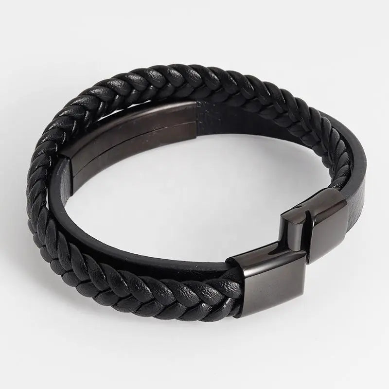 Lederarmband Gravur personalisiert mit Namen "Cloudy Plate" mit kostenloser Gravur