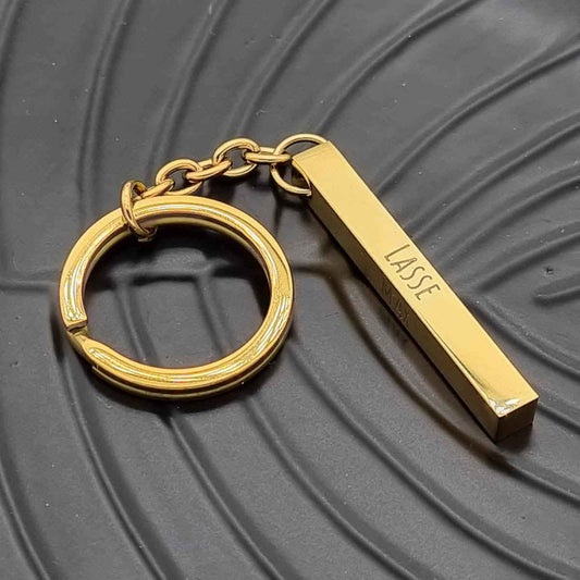 Schlüsselanhänger graviert Säulenanhänger "The Bar" bis zu 4 Namen graviert. Edelstahl, Gold, Silber oder Rosé