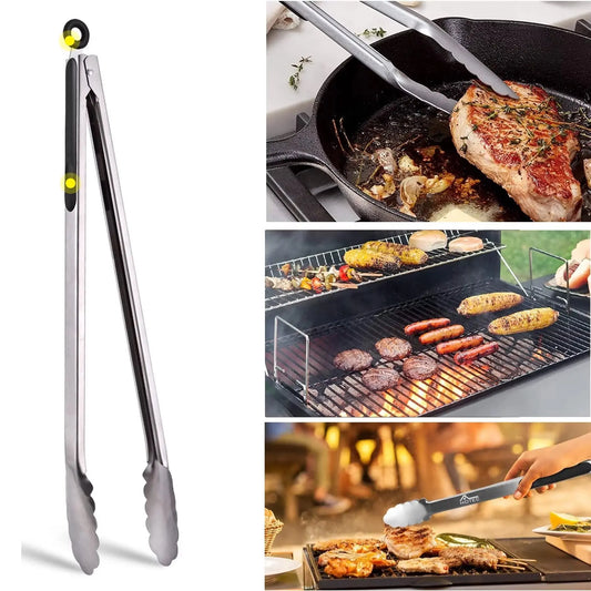 Grillzange mit Gravur, Edelstahl & Silikon. Extra lang, mit individueller Gravur personalisiert