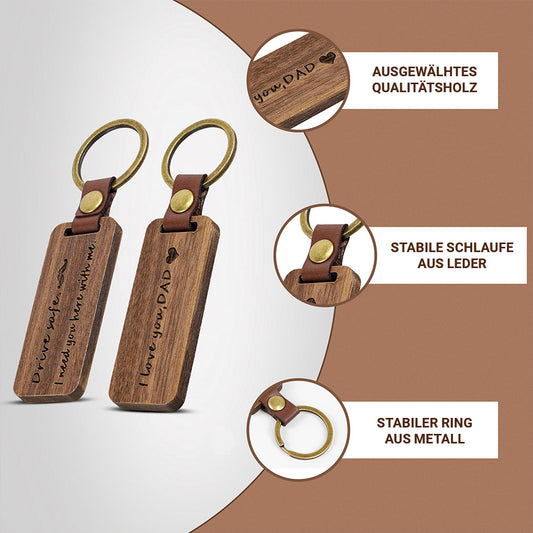 Schlüsselanhänger aus Holz mit Gravur Spruch und Doodle