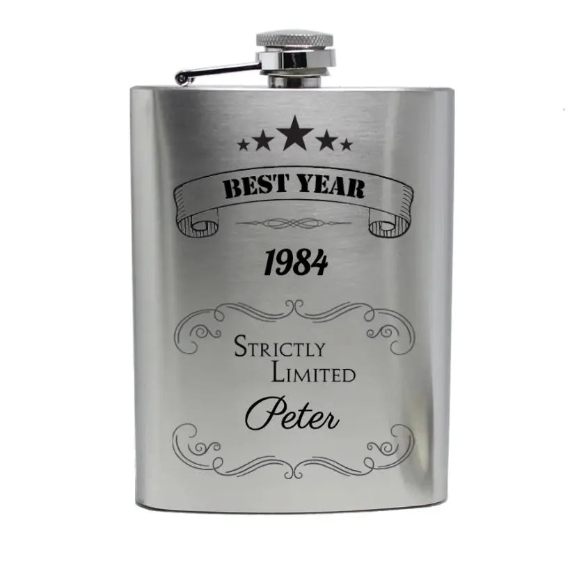 Flachmann mit Gravur – Flachmann personalisieren - Edelstahl 200 ml | Geschenk für Männer