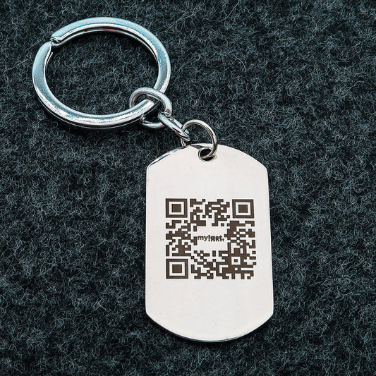 Schlüsselanhänger mit Logo oder QR Code graviert