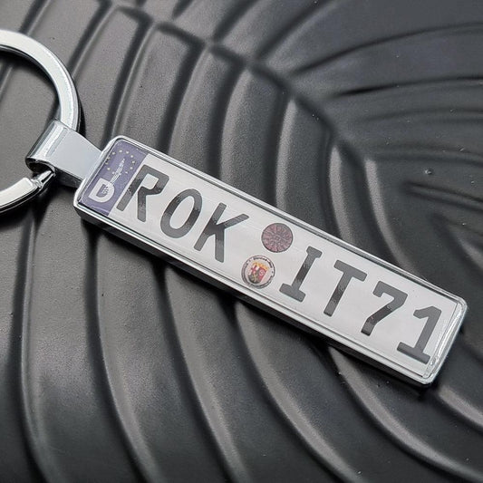 Schlüsselanhänger Silber Wunschtext Autokennzeichen Nummernschild